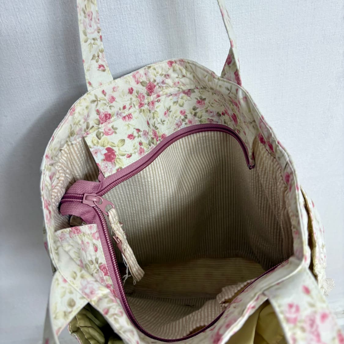 하구미 모리걸 핑크 잔꽃 플라워 토트백 상품이미지3