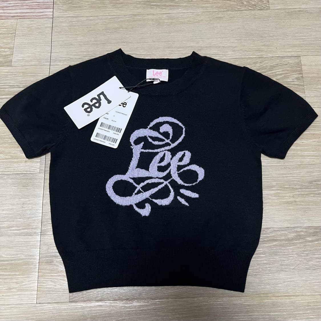 (S) 새상품 리 Lee 우먼스 그래픽 반팔 니트 블랙 상품이미지1