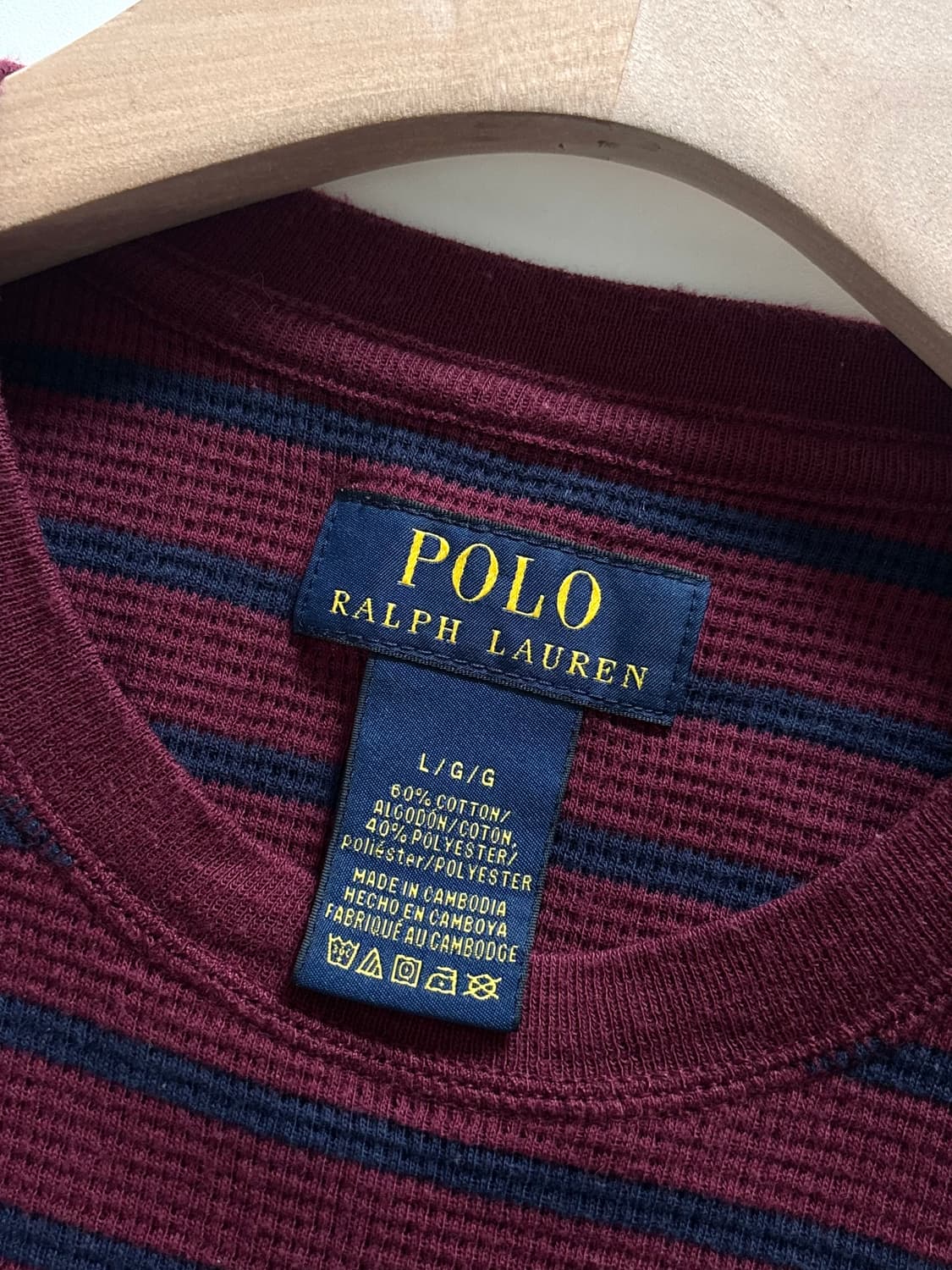 Polo 폴로 랄프로렌 신형 버건디 단가라 와플 롱 슬리브 상품이미지7