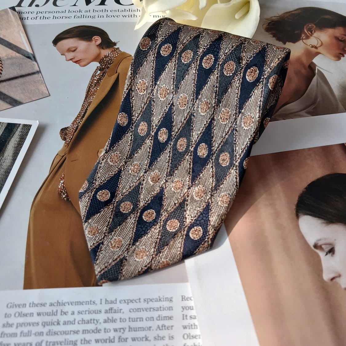 니나리치 브라운 패턴 넥타이 9.5cm A+등급 A19744 상품이미지4