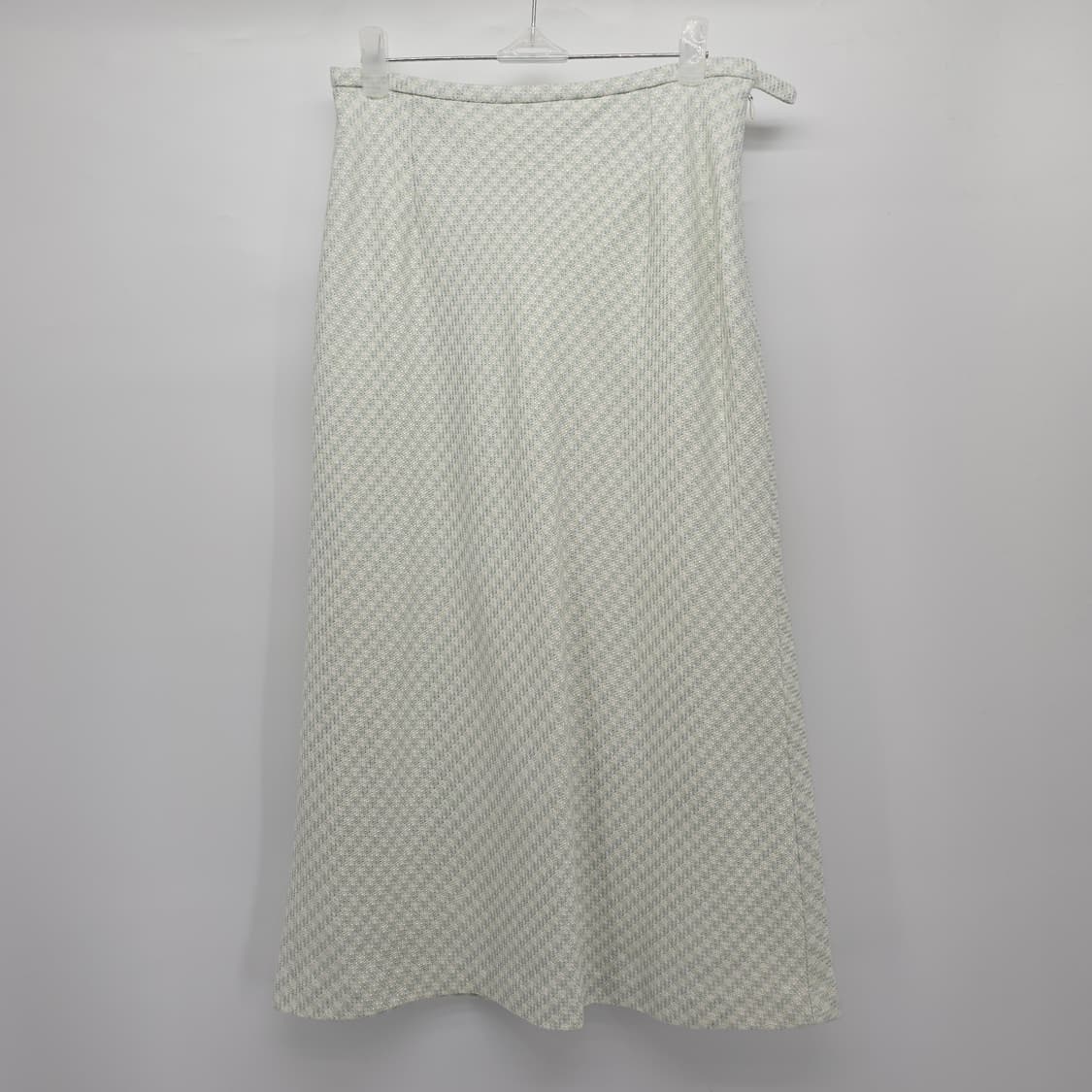 일본빈티지 라이트 블루 민트 트위드 체크 롱 스커트 26 [B50138] 상품이미지1