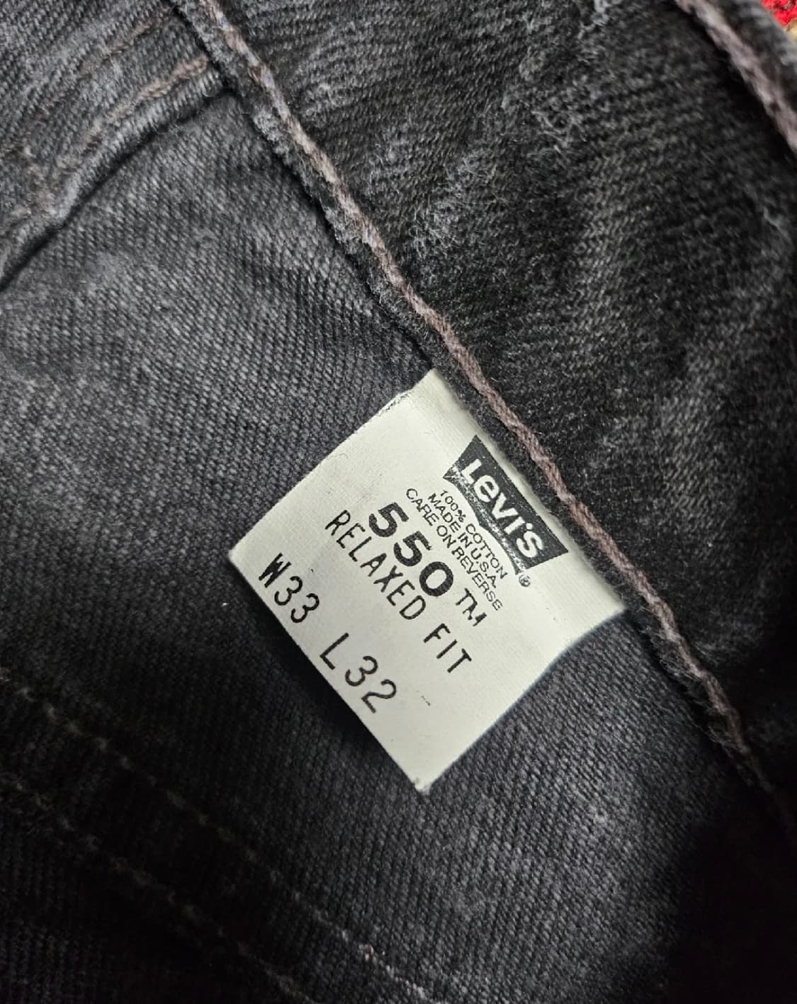 90년대 9Os USA생산 리바이스 550 블랙진 33 상품이미지5