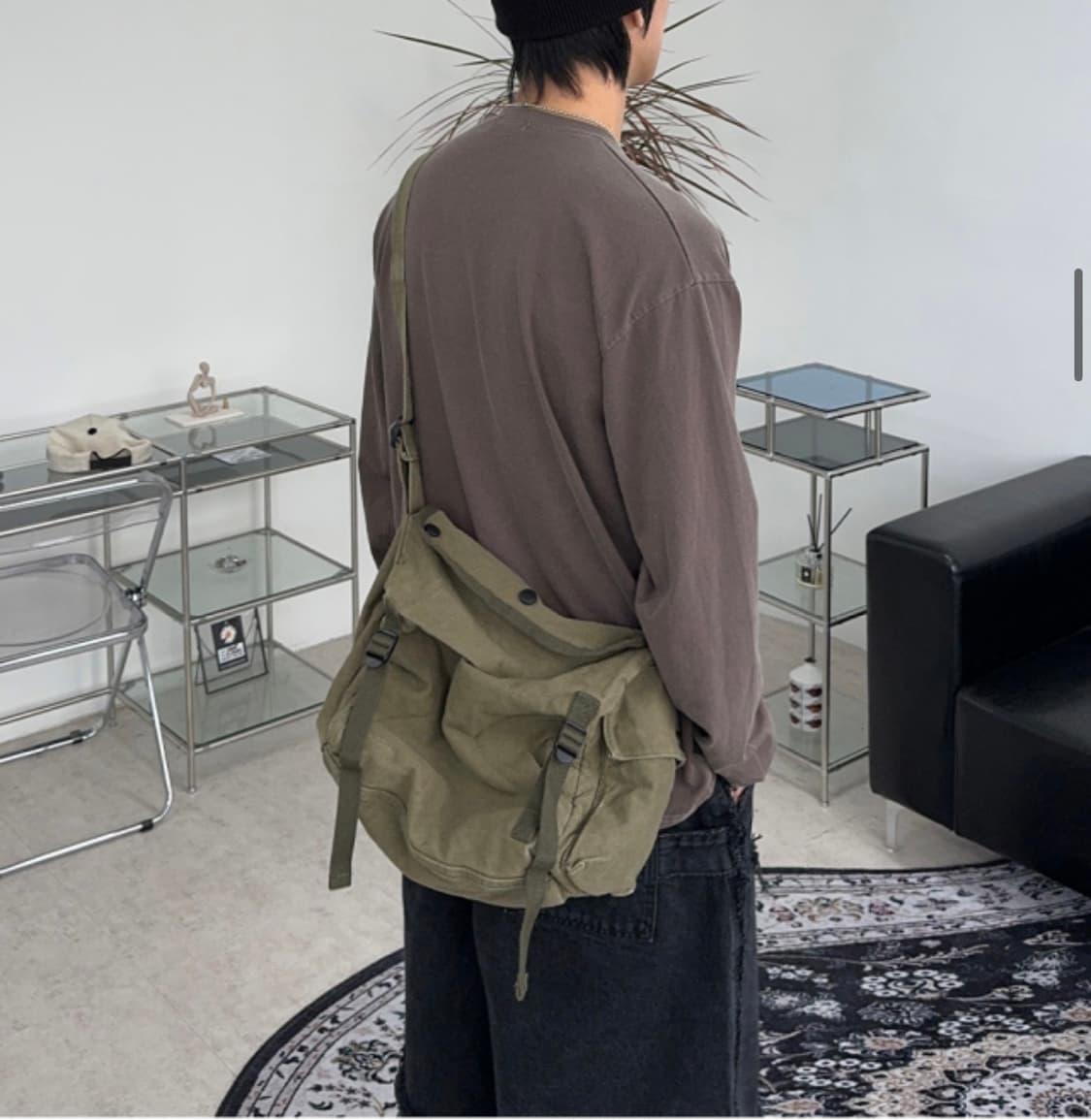 카키 빈티지 크로스백 가방 상품이미지1