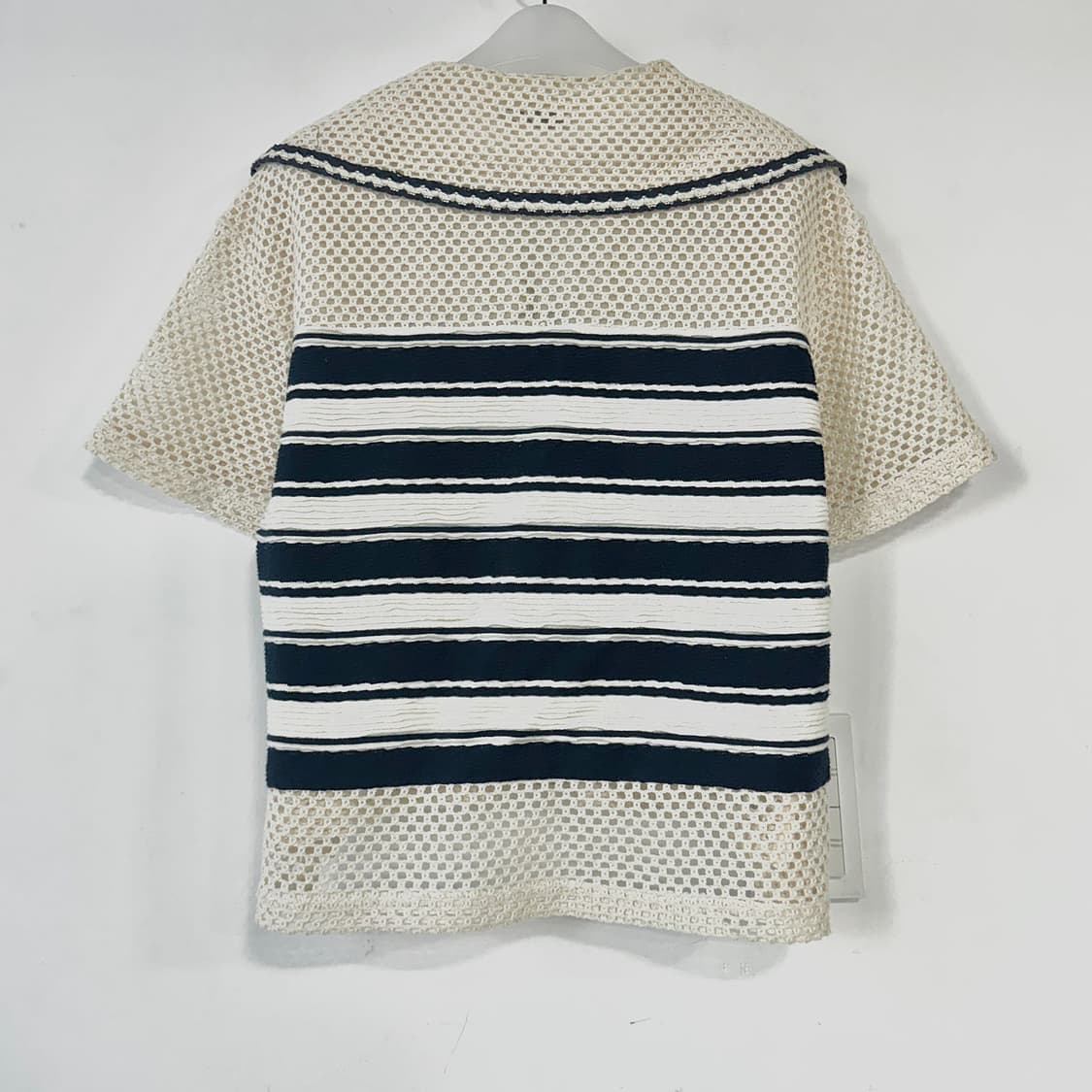 오즈세컨 22 스트라이프 오픈 칼라 탑 상품이미지6