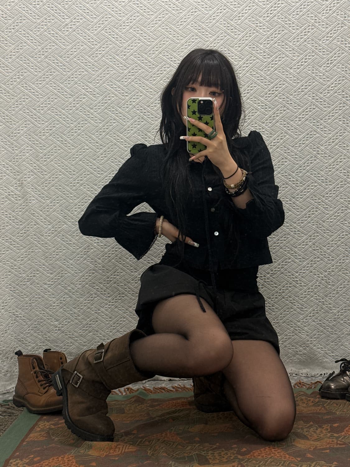 빈티지 로코코 펀칭 프릴 슬리브 리본 긴팔 블라우스 K0155 상품이미지1