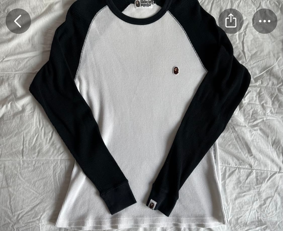 베이프 화이트 블랙 롱 슬리브 와플티 상품이미지1