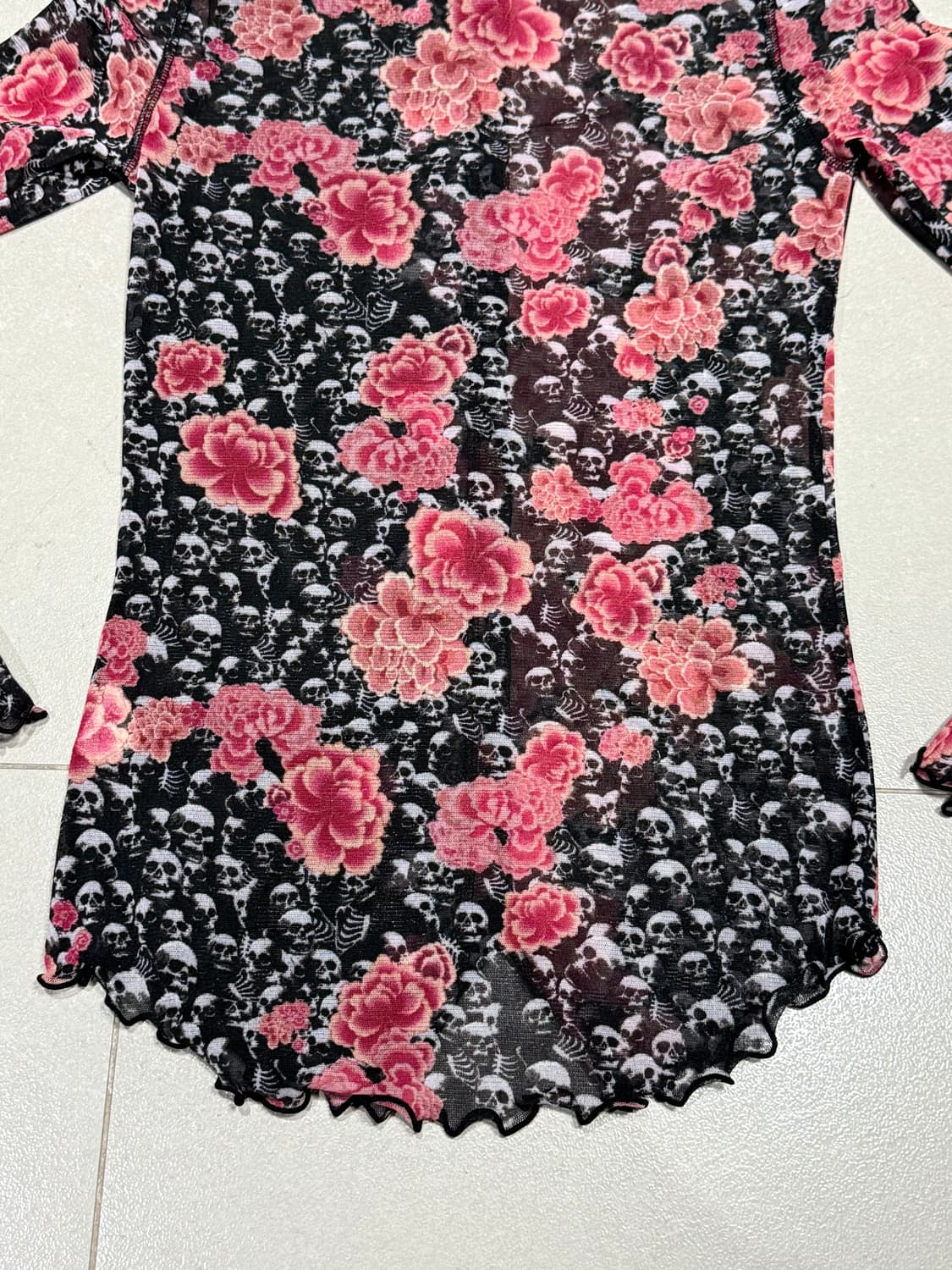 히스테릭 글래머 아카이브 무수한 해골과 피어난 작약 셔츠 상품이미지7