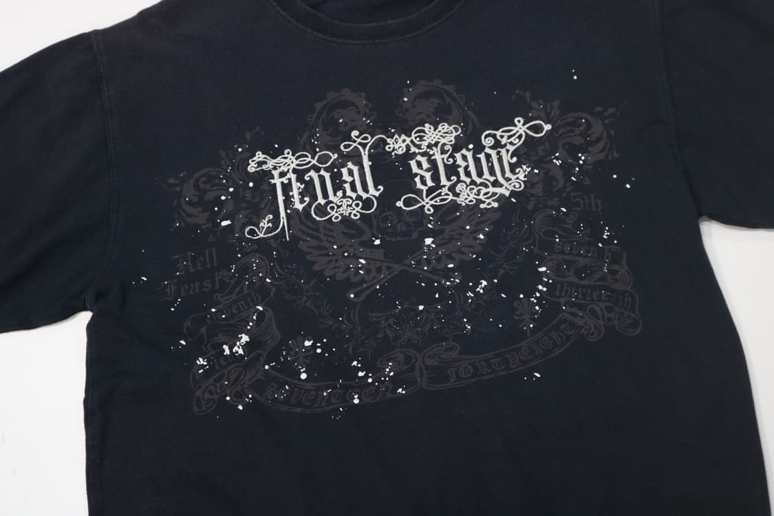 Ghetto 게토 빈티지 그래픽 프린팅 블랙 반팔 티셔츠 (M) 상품이미지3