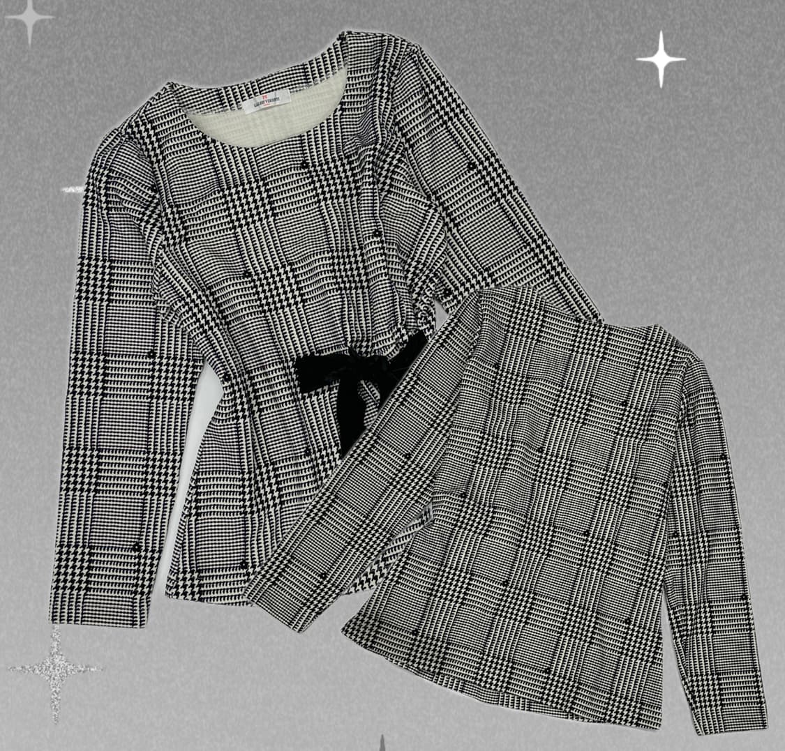 지뢰계 리본 포인트 블라우스 티셔츠 벨벳 패턴 고스로리 러블리 로맨틱 상품이미지1