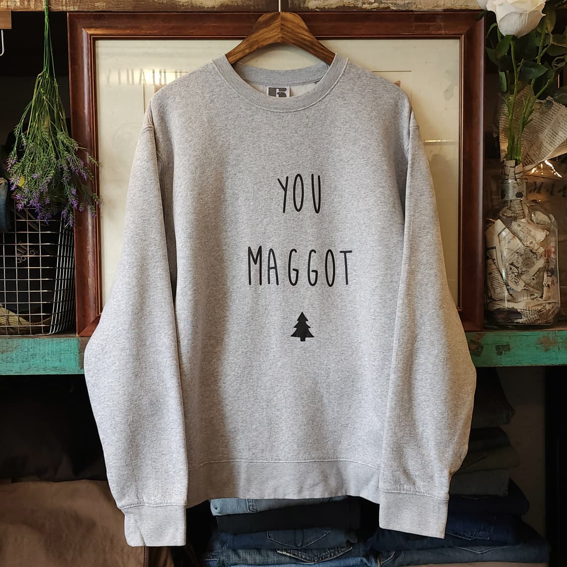 90s 러셀 맨투맨 스웻셔츠 유마갓 빈티지 프린팅 그레이 L 상품이미지2