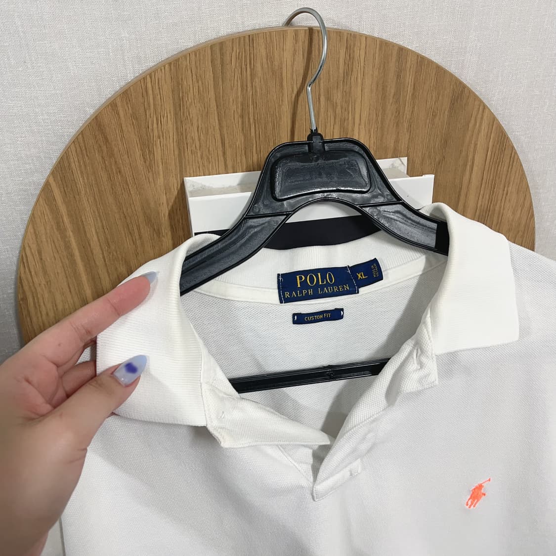 [정품] 폴로 화이트 / 형광오렌지포니 반팔카라티 [ XL ] 상품이미지8