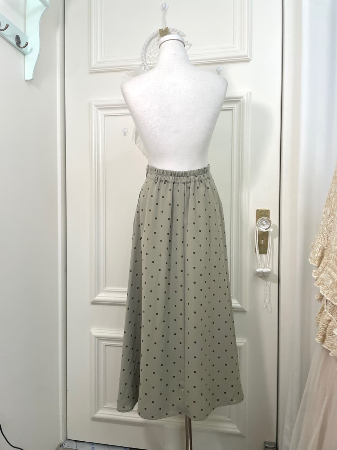 khaki brown dot long opc(size-F) 상품이미지3