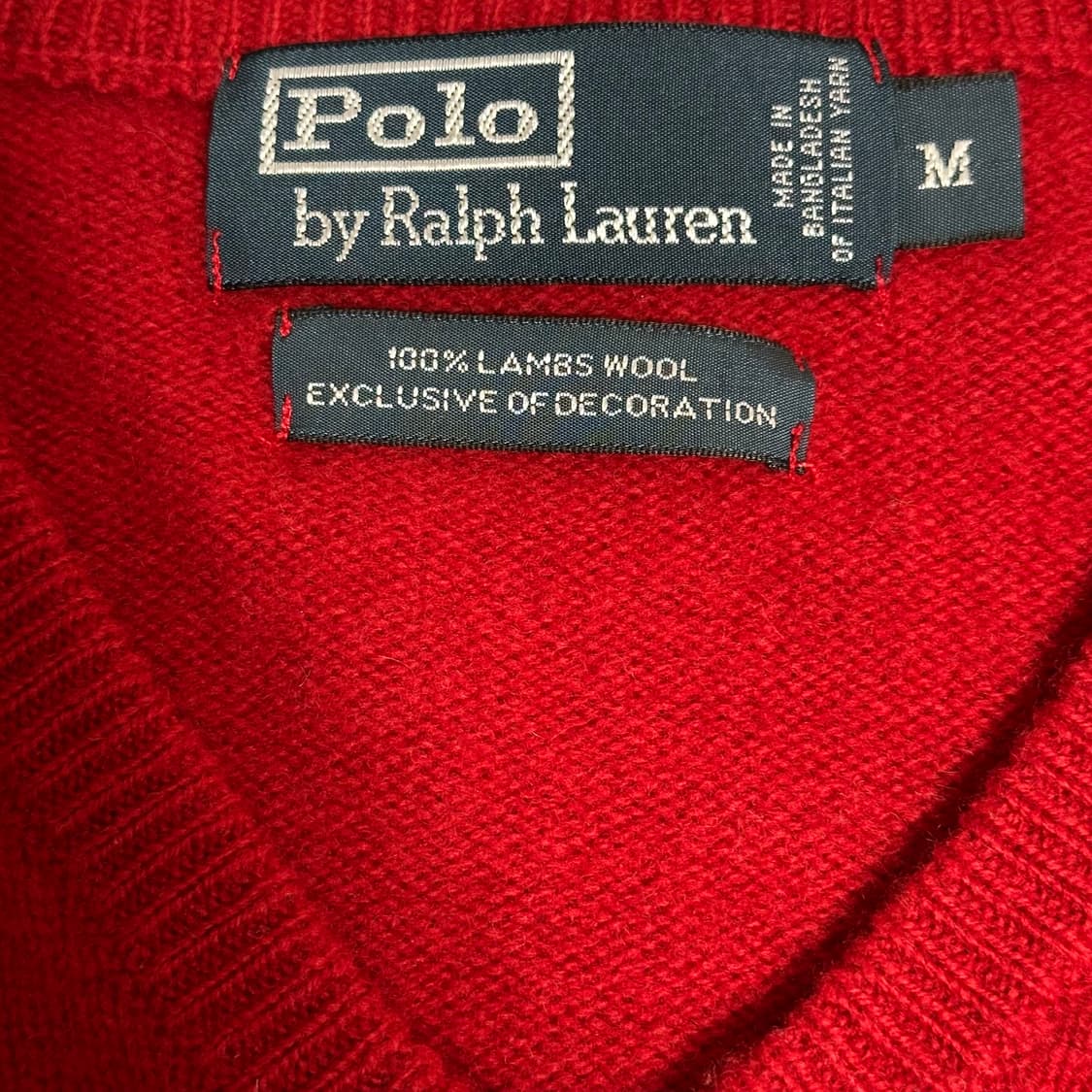 폴로 랄프로렌 레드 램스울 V넥 니트 상품이미지6