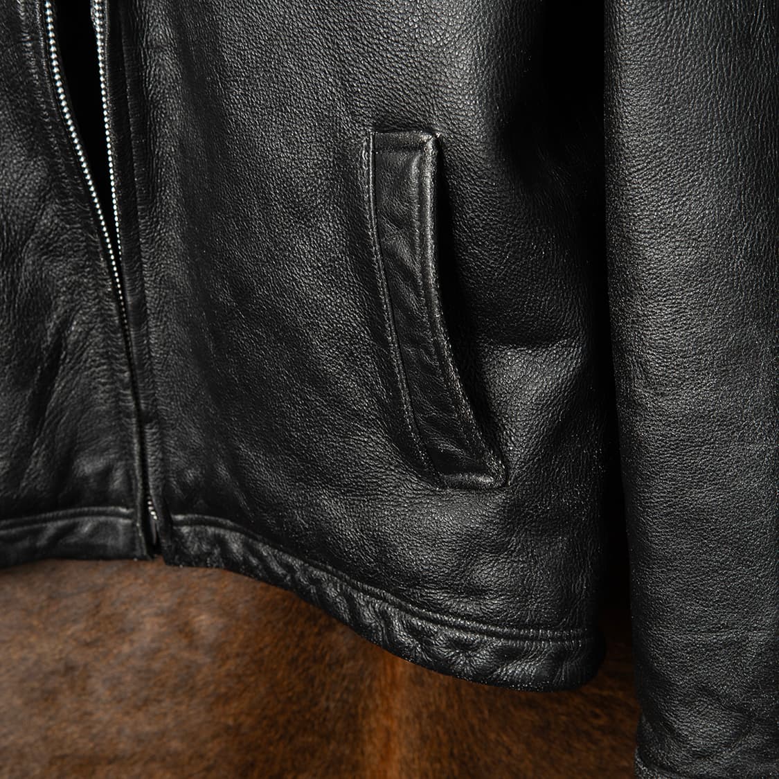 [L] 도프제이슨 워시드 카우하이드 레더자켓 블랙  상품이미지5