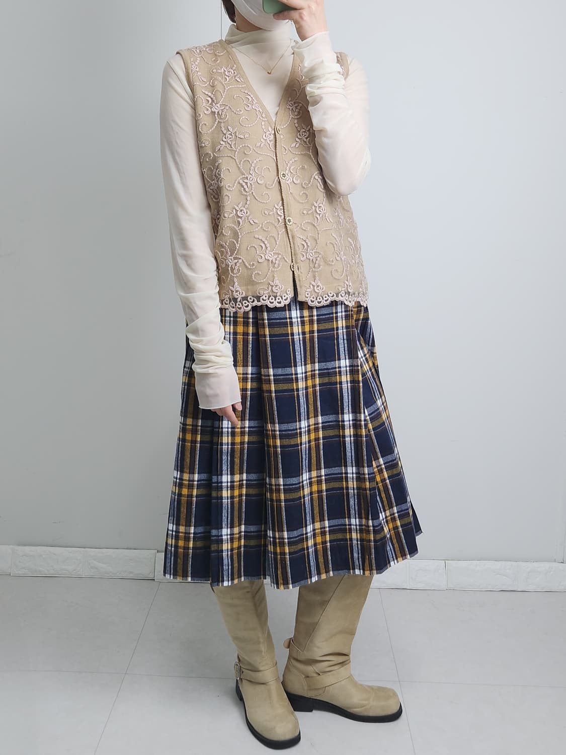 체크 플리츠 스커트 상품이미지3