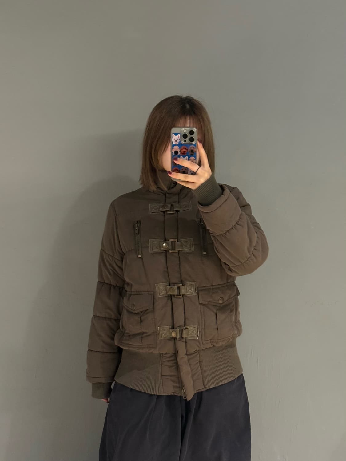 snap button detail high-neck padding 상품이미지1