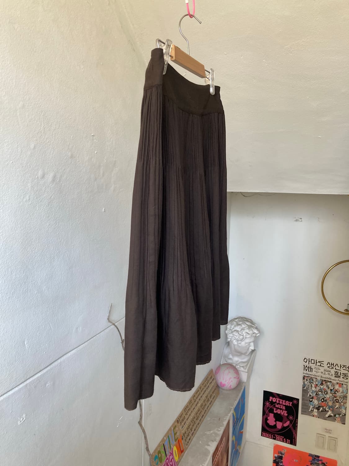 플레어 플리츠 미디 스커트 상품이미지8