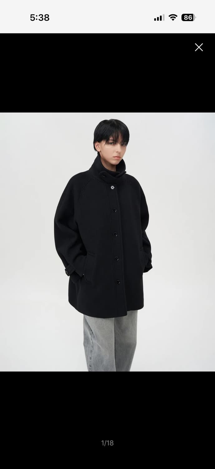 인사일런스 소프트 하프 발마칸 코트 BLACK S 상품이미지1