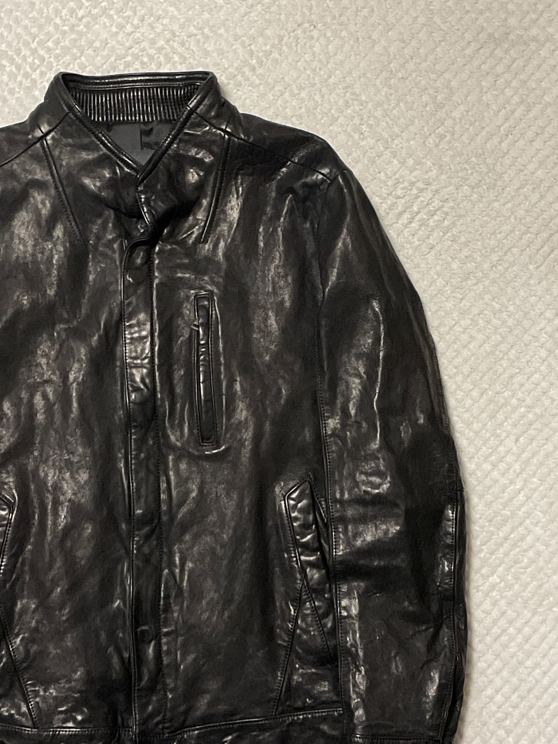 AND Z 웨스턴 무드 램스킨 양가죽 바이커 절개 레더 자켓 상품이미지3