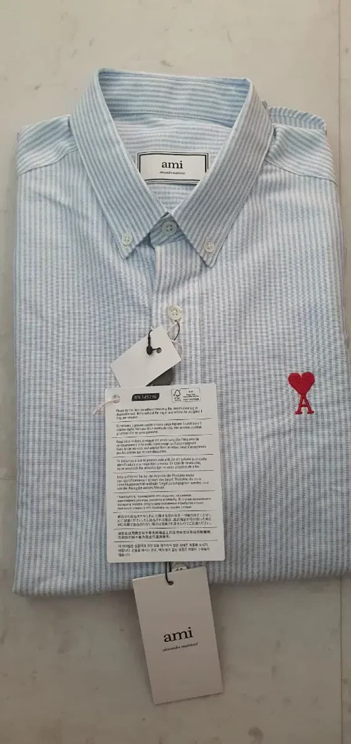 ami 아미 하트로고 스트라이프 셔츠 블루 41 사이즈 상품이미지1