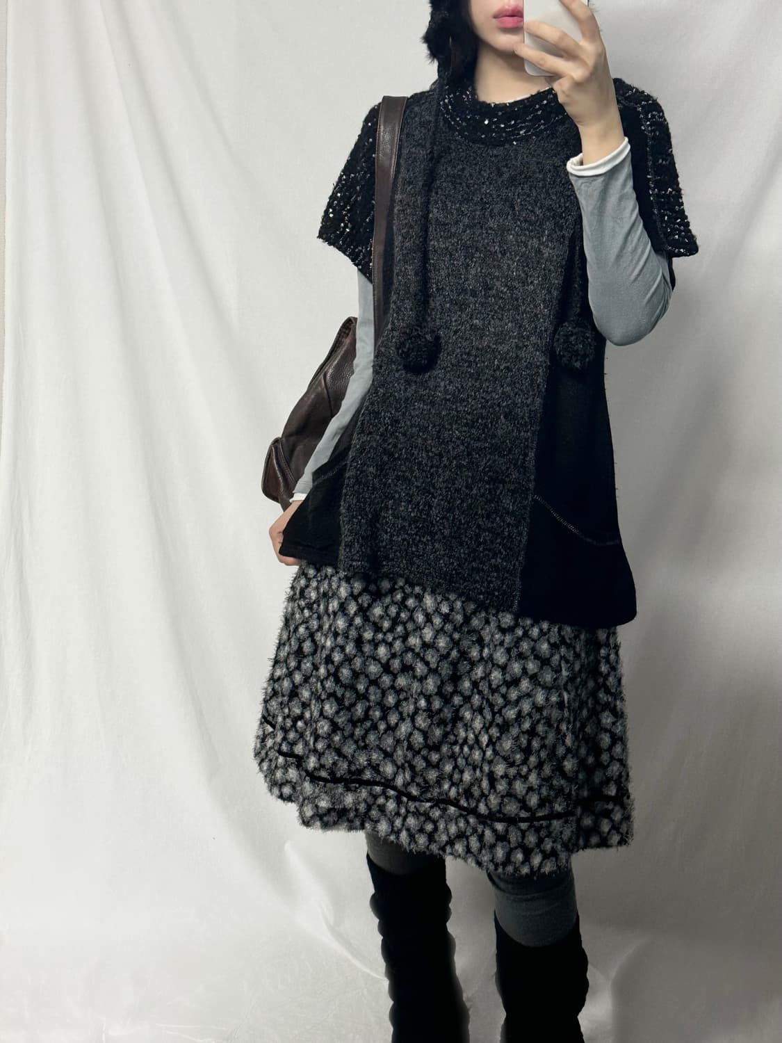 포켓 니트 플러피 스커트 2pcs SET 상품이미지2