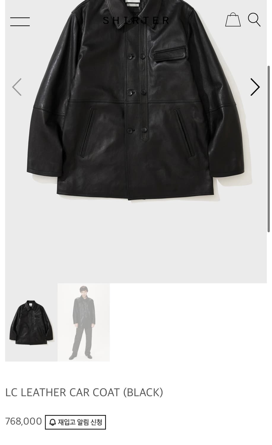 셔터 SHIRTER LC LEATHER CAR COAT(블랙컬러) 상품이미지1
