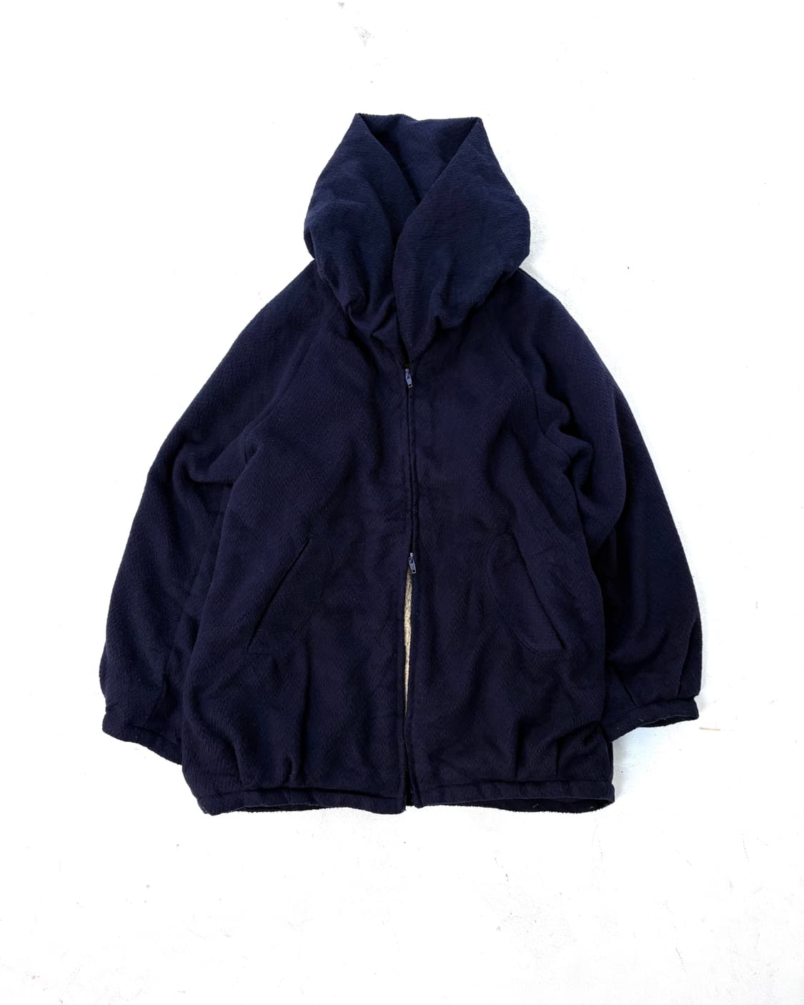 Navy puff balloon fleece zip-up 상품이미지6