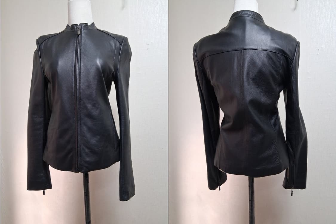 이탈리아 양가죽 여성  양가죽검정집업쟈켓 XS적당 44반 허리 25 26 상품이미지3