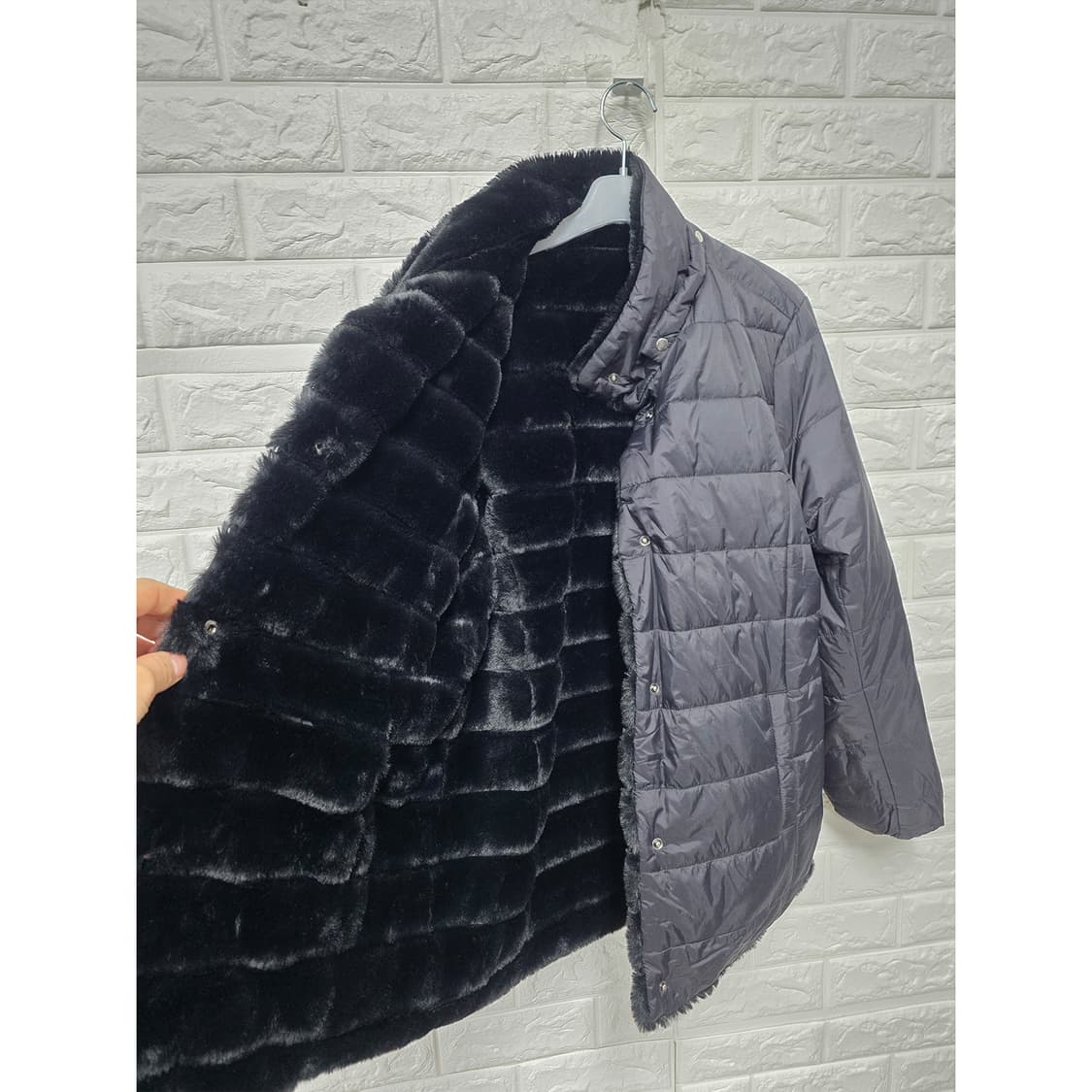 택포// 헤지스 양면 퍼 후리스 패딩 95 상품이미지3