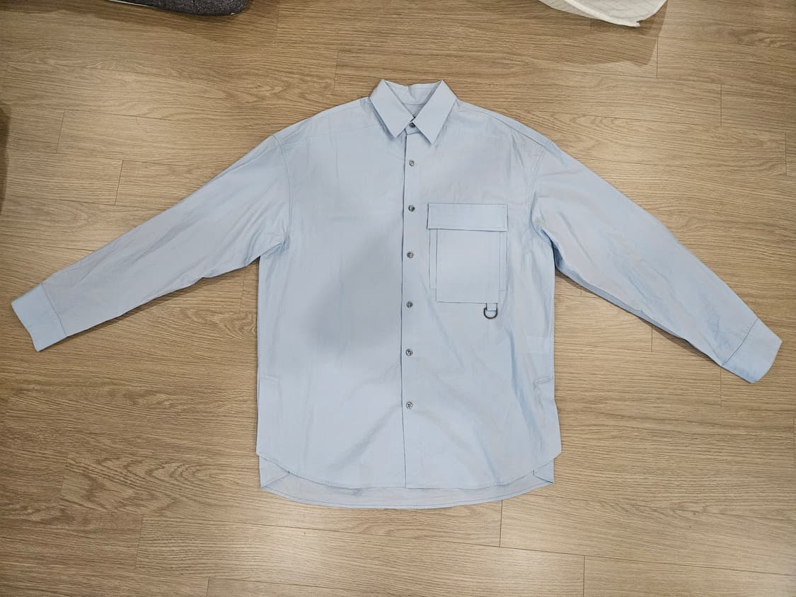 일꼬르소 오버핏 크링클 솔리드 셔츠 라이트블루 상품이미지2