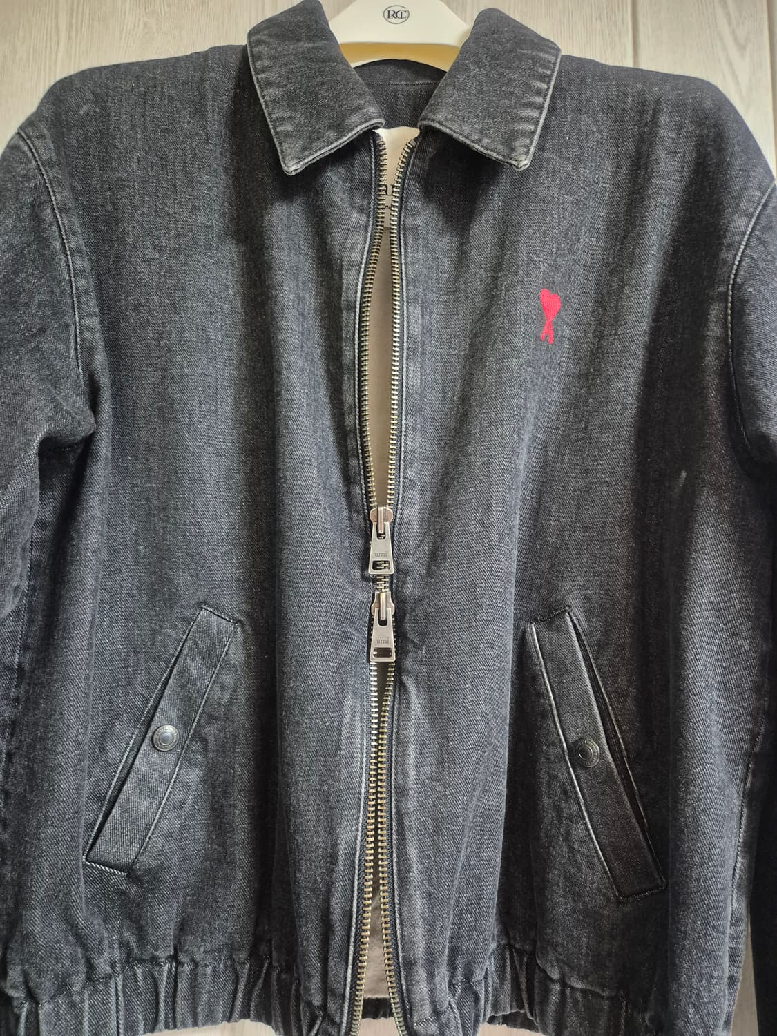 아미 스몰하트 흑청 데님 봄버자켓[L] 상품이미지5