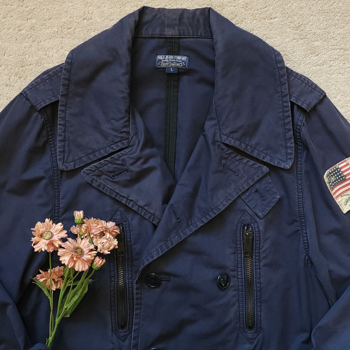 폴로 진스 컴퍼니 지퍼 디테일 코튼 피코트 L 상품이미지3