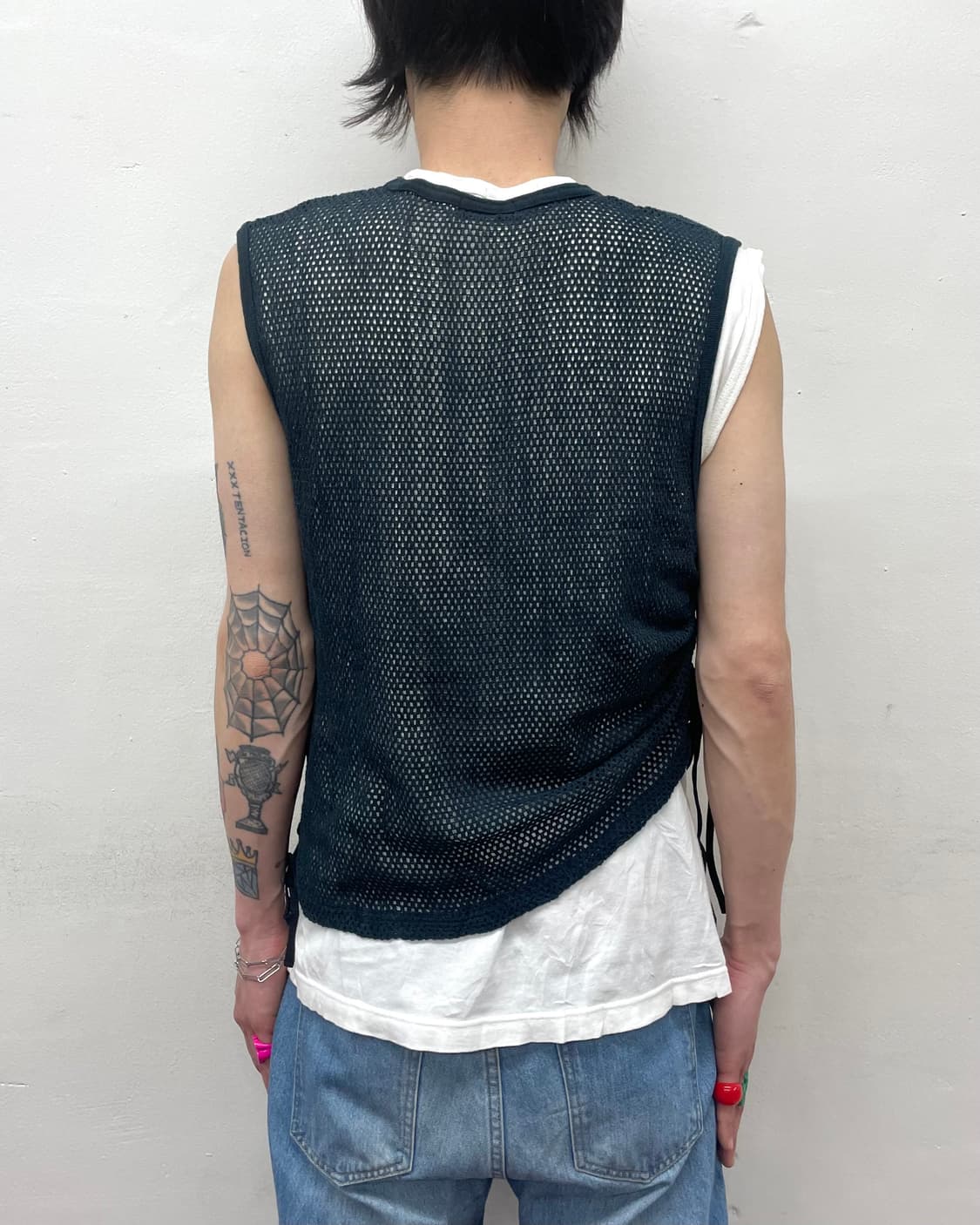 Purple lettering mesh layered sleeveless 상품이미지2