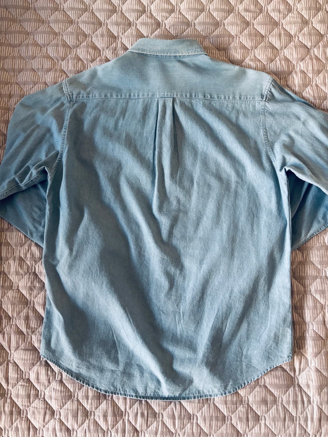 폴로 랄프 로렌 커스텀핏 샴브레이 셔츠 라이트 파스텔 블루 L사이즈 상품이미지3