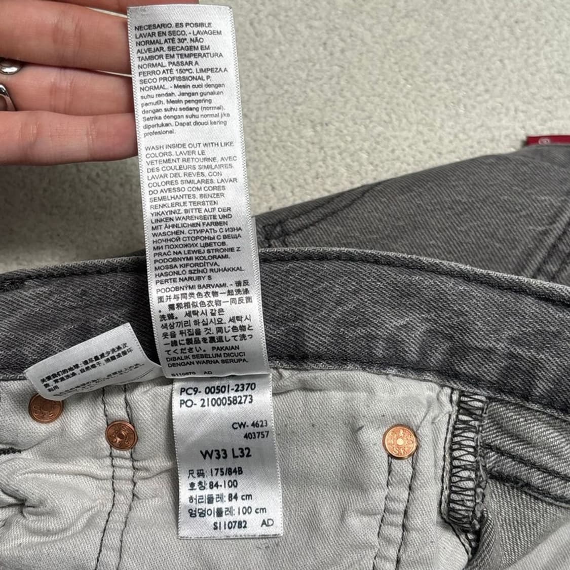 LEVI'S 501 데님팬츠 버튼 플라이 그레이 33 | 32 상품이미지7