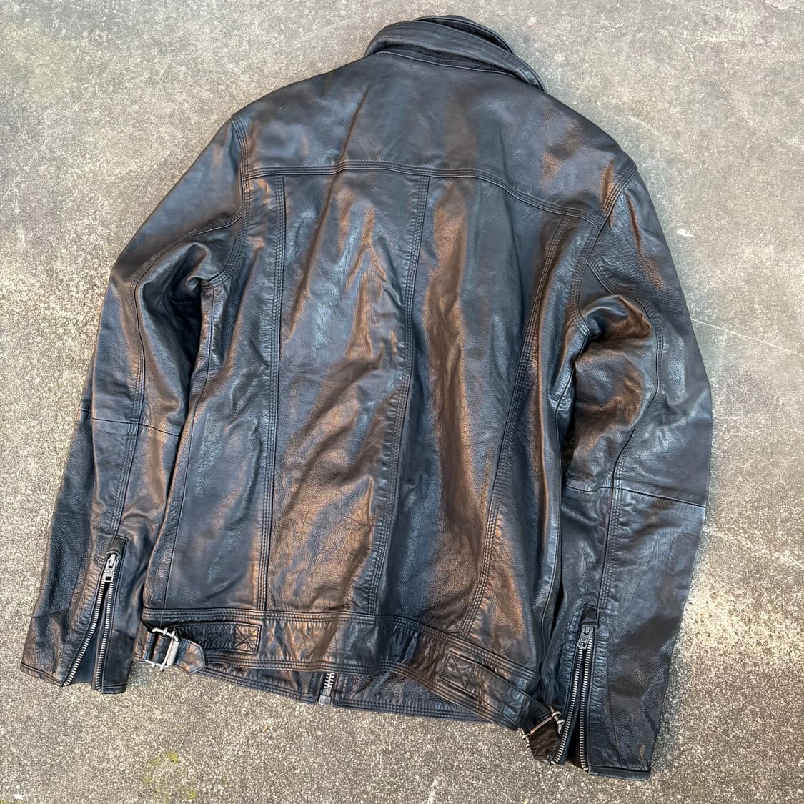 슈퍼드라이 라이언 바이커 블랙 레더 모토 자켓 상품이미지7