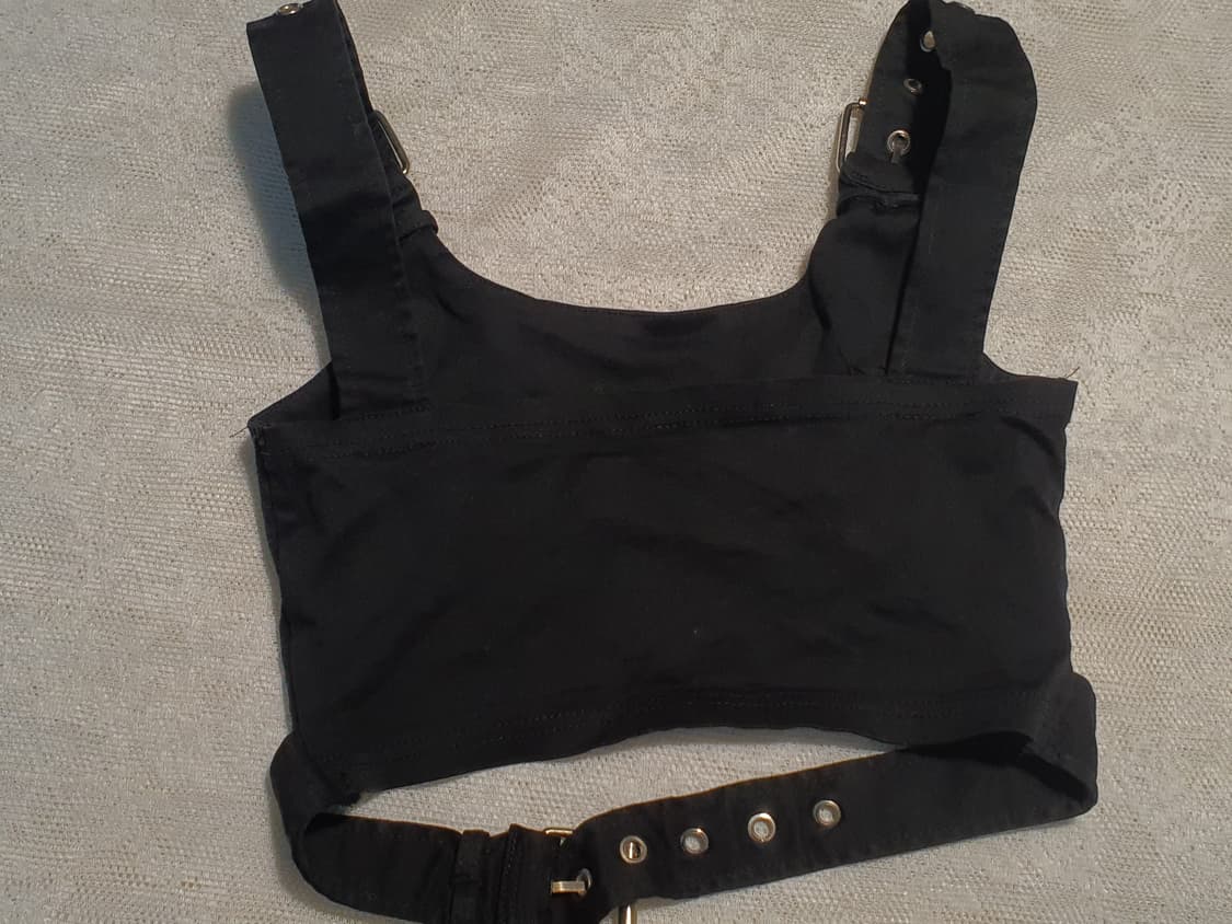 [빈티지] 블랙 버클 크롭 브라탑 상품이미지4