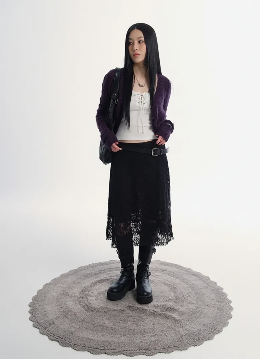 택ㅇ) 애즈온 코리 레이스 미디 스커트 상품이미지1