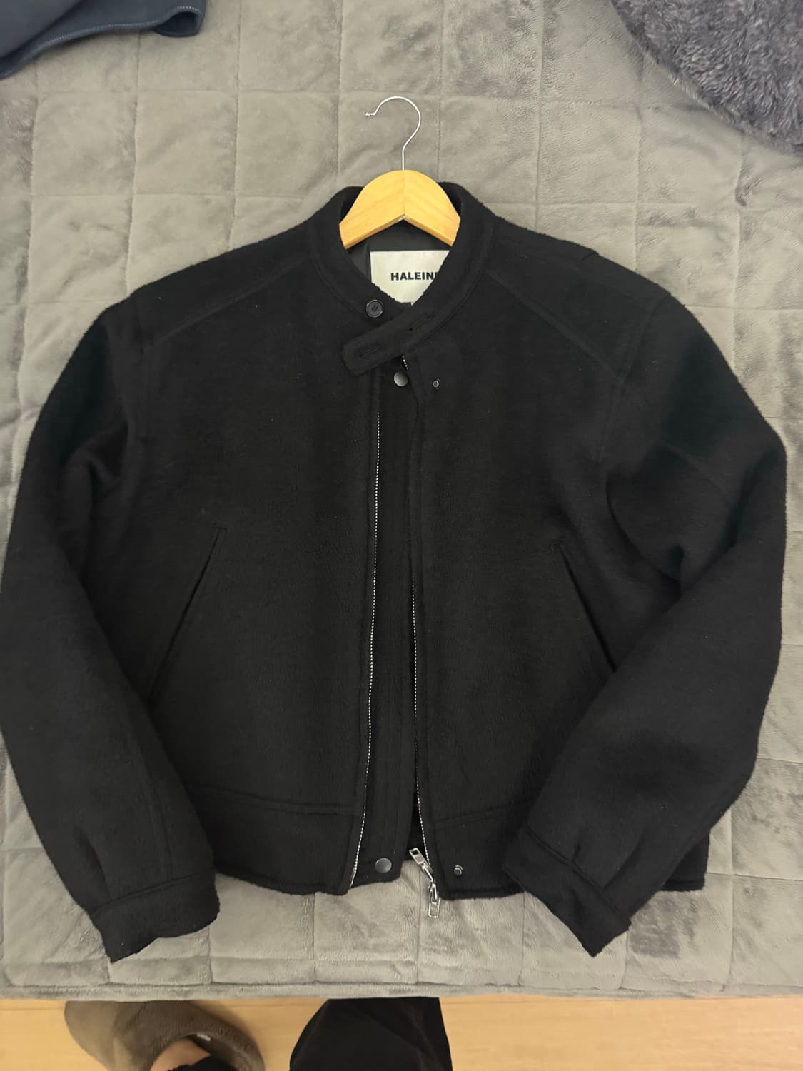 알렌느 24fw 알파카 바이커 자켓 블랙 2size 상품이미지2