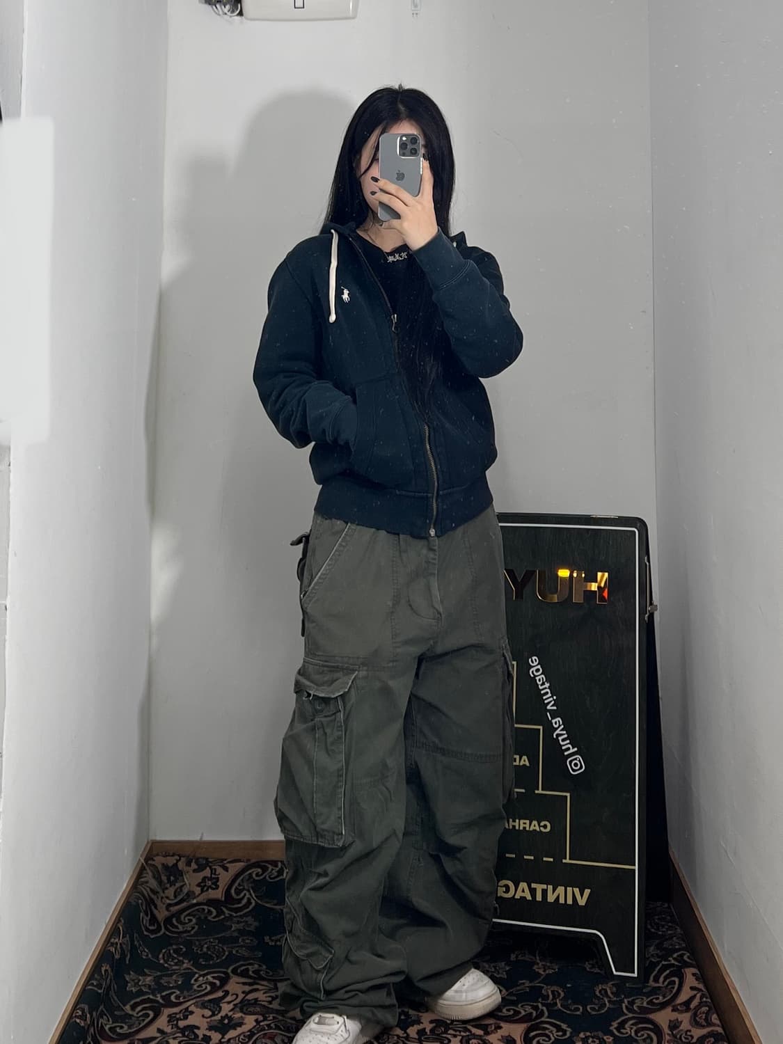 폴로 네이비 후드집업 S 상품이미지4