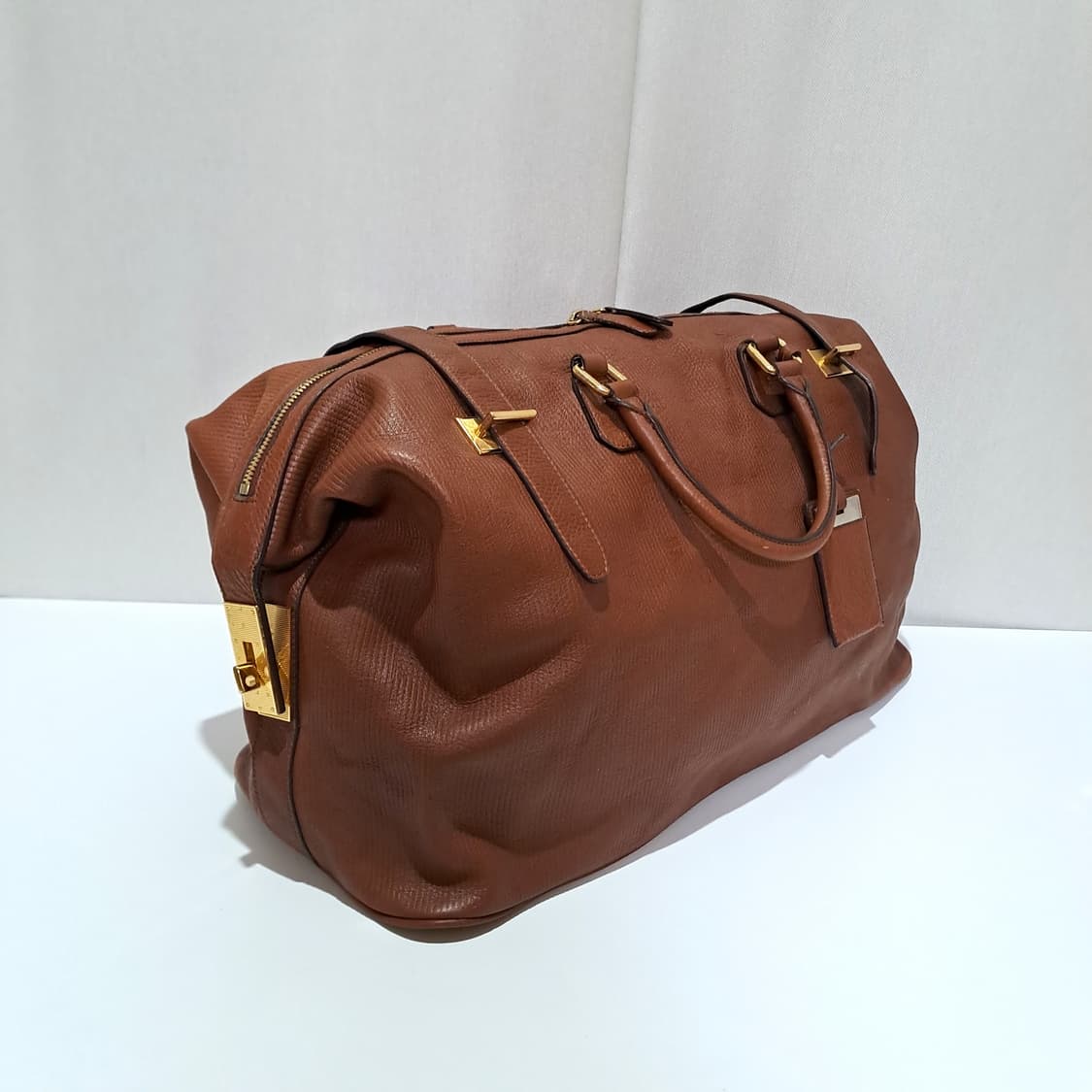 (택포) 한섬 타임옴므 브라운 가죽 보스턴백 B652 상품이미지4