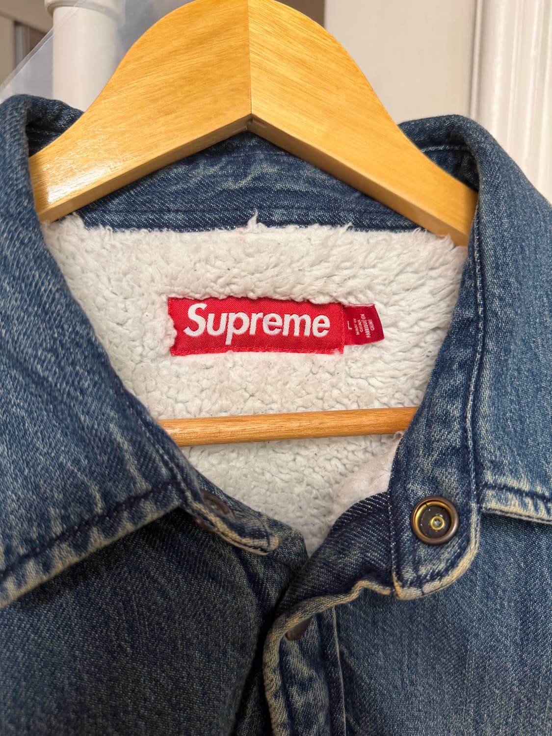 슈프림 셔링 라인드 데님 워크 셔츠 워시드 인디고 상품이미지2