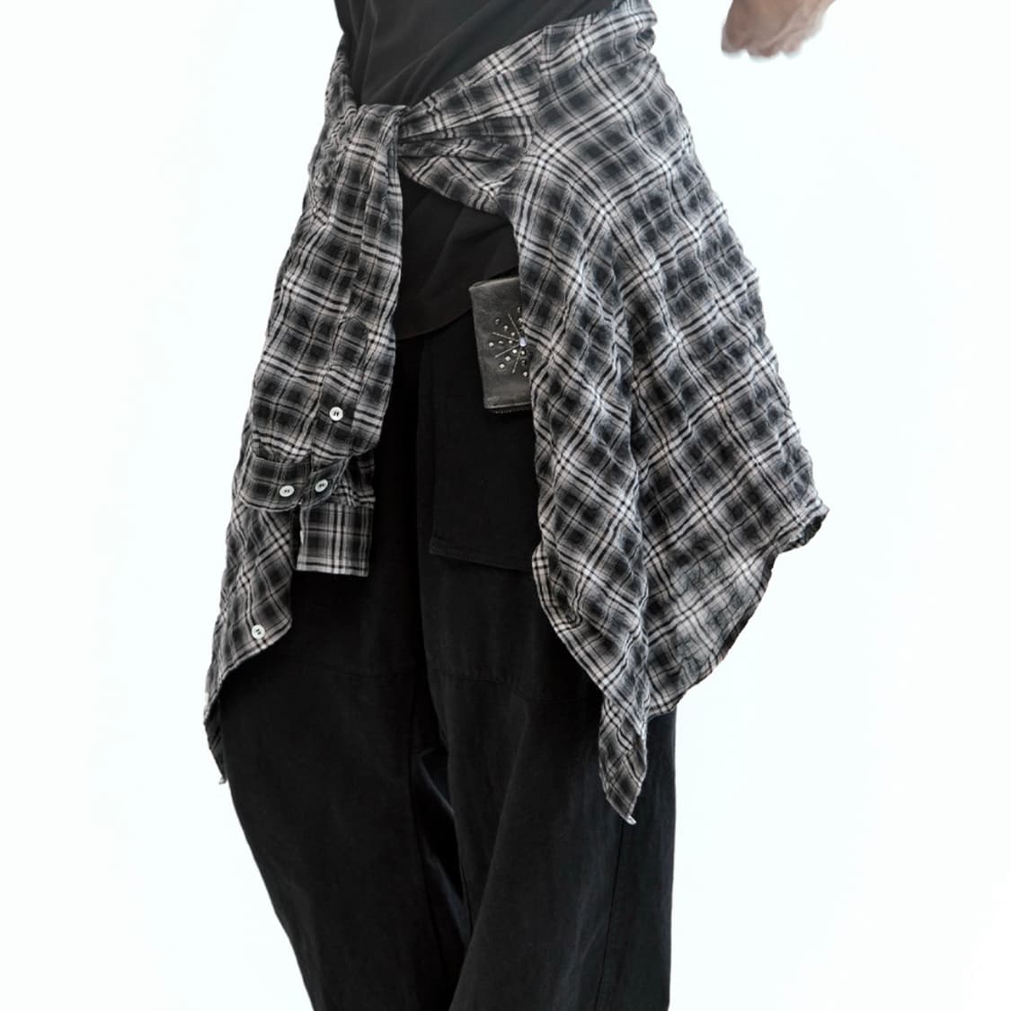 (4size)폴리테루 컨트리 체크 셔츠 워시드 블랙 상품이미지4
