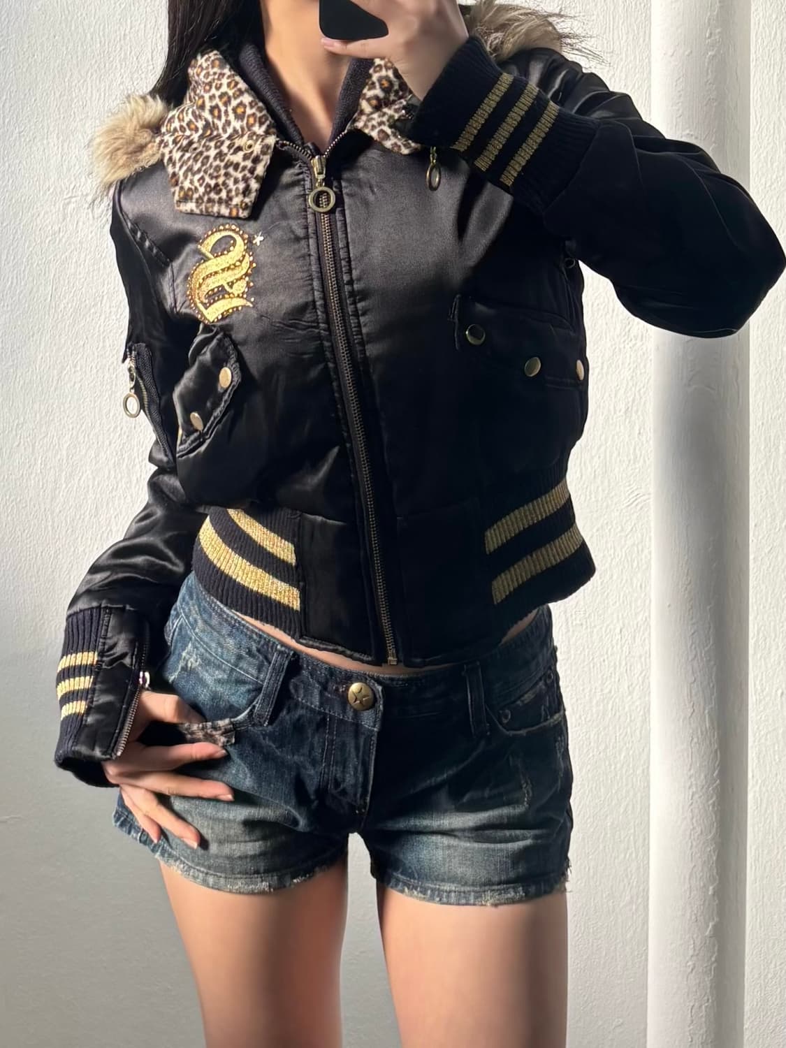 Vintage Leopard Fur Hood Padded Jacket 상품이미지5