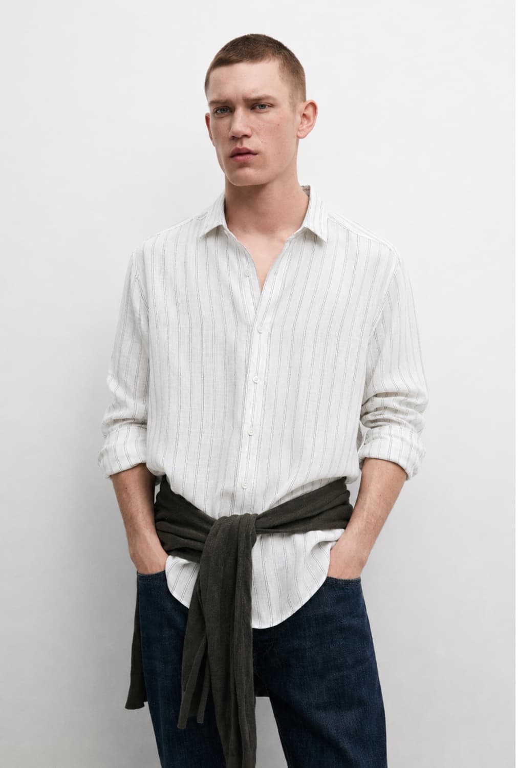 Massimo Dutti 마시모두띠 린넨 스트라이프 셔츠 XL 상품이미지1