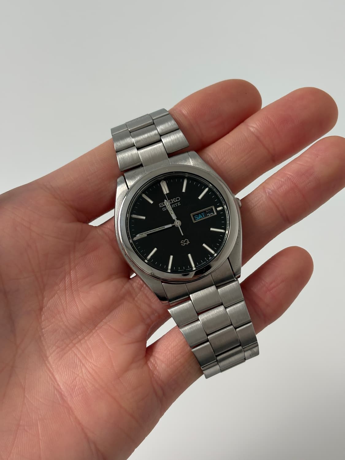 세이코 1990년대 SQ 블랙 다이얼 실버 쿼츠 남성 상품이미지1