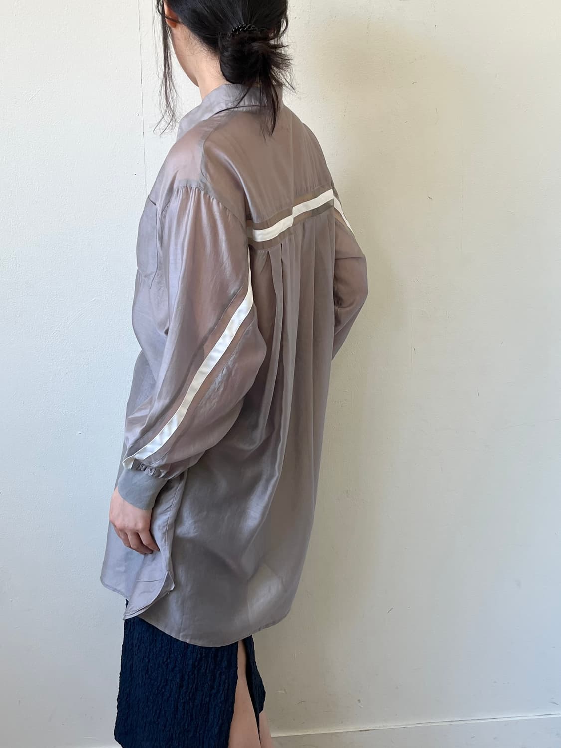 M’s Style 그레이 시스루 오버 셔츠 상품이미지5