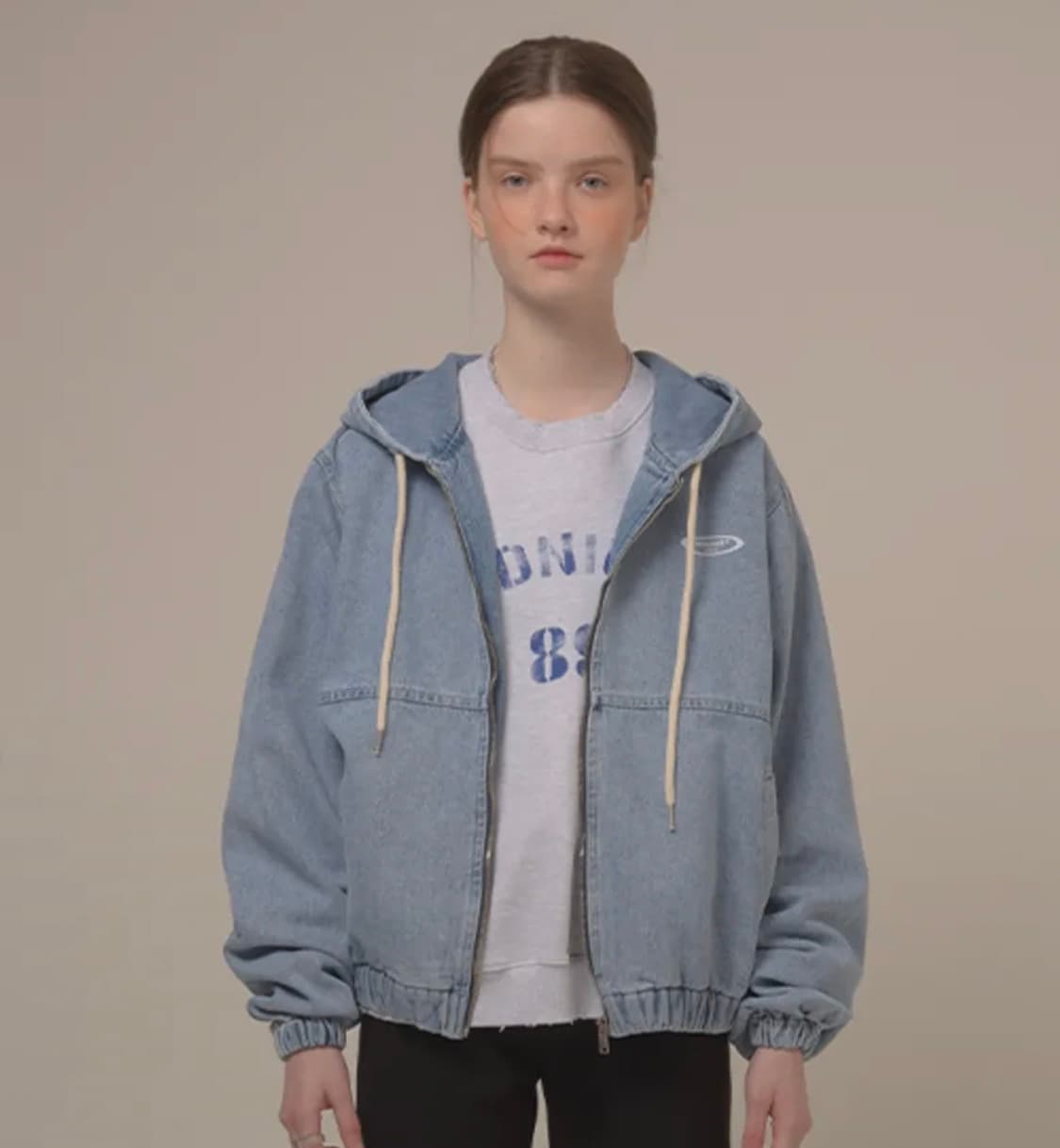 미드나잇 무브 남녀공용 로고 데님 집업 상품이미지1