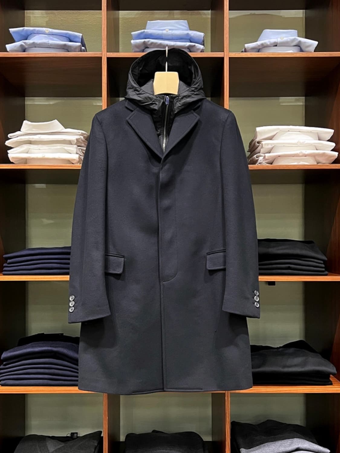 프라다 탈부착 나일론 후드 남성 울 코트 52 (UC412D 1FQX) 상품이미지1