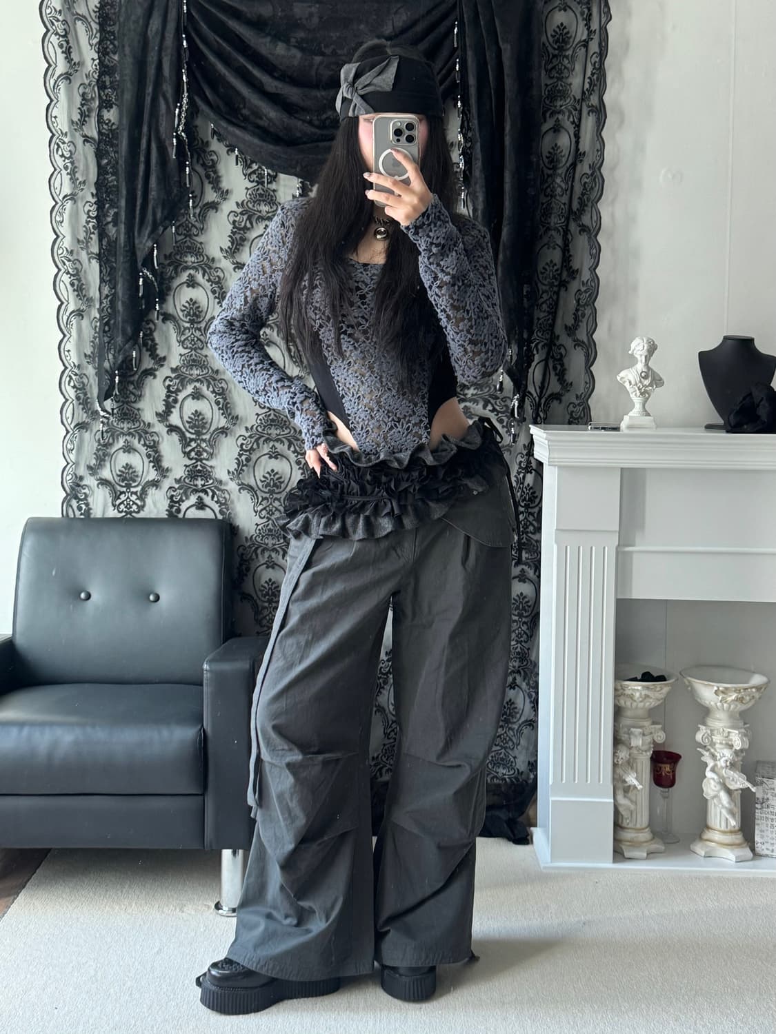 프릴 배색 레이어드 스트랩 벨트  상품이미지7